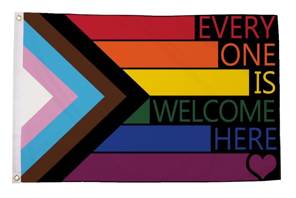 Everyone Is Welcome Here Flagg 90x150 cm
