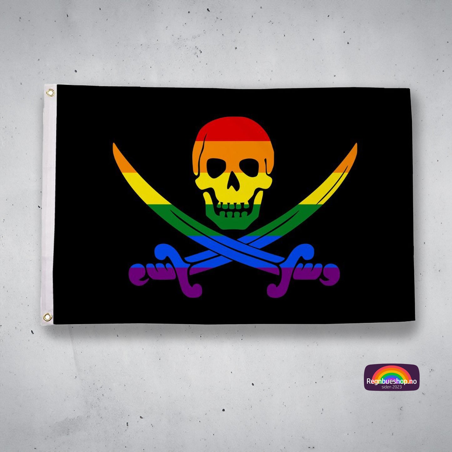 Regnbue Pirat flagg 90x150 cm