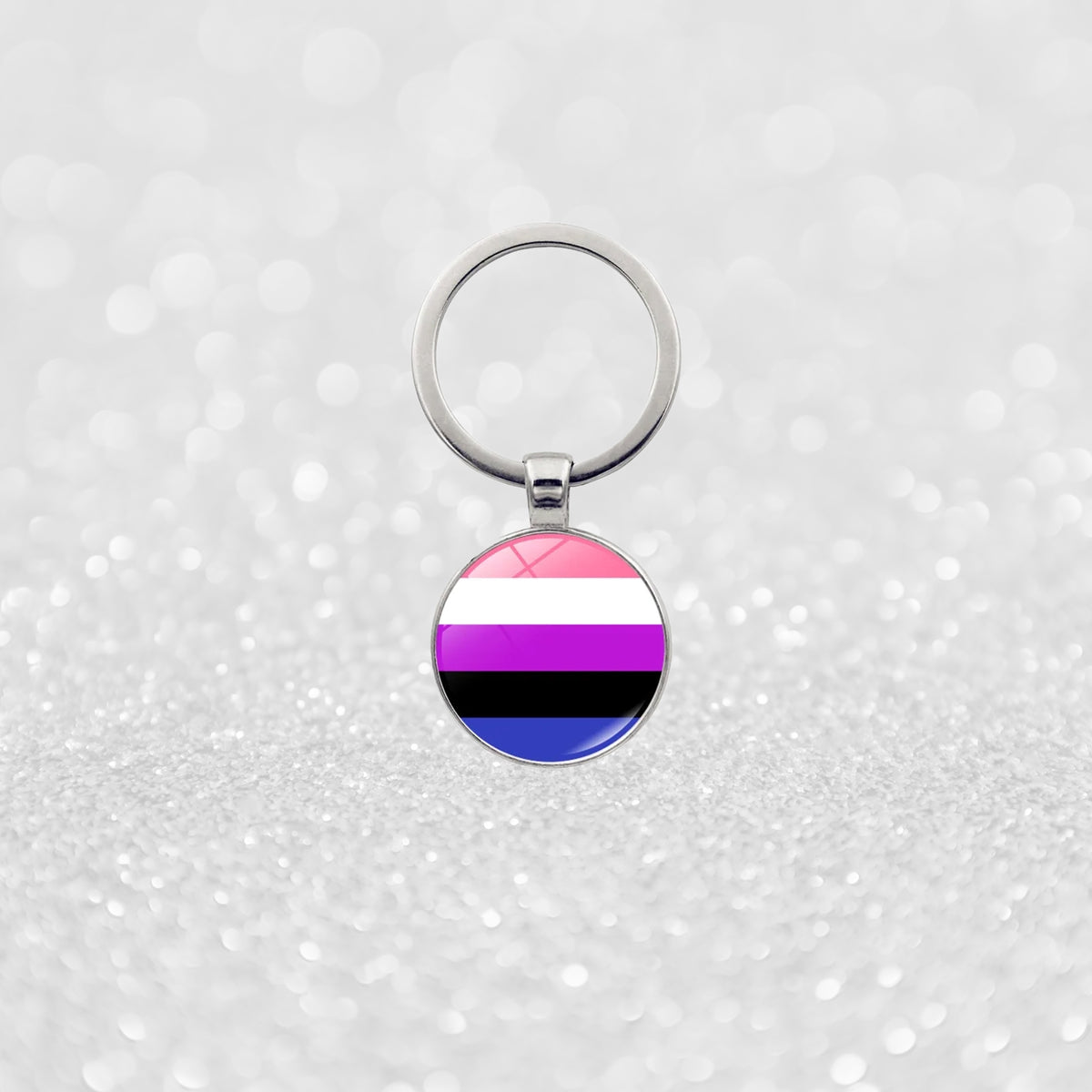 Genderfluid Pride Nøkkelring I Metall