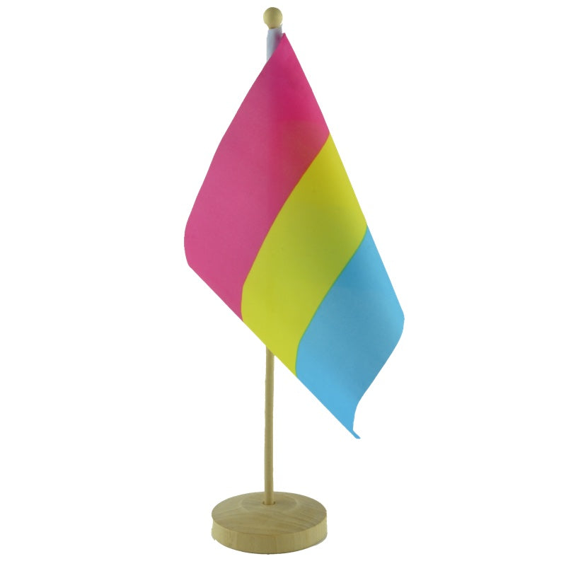 Pan Pride Bordflagg med sokkel i tre