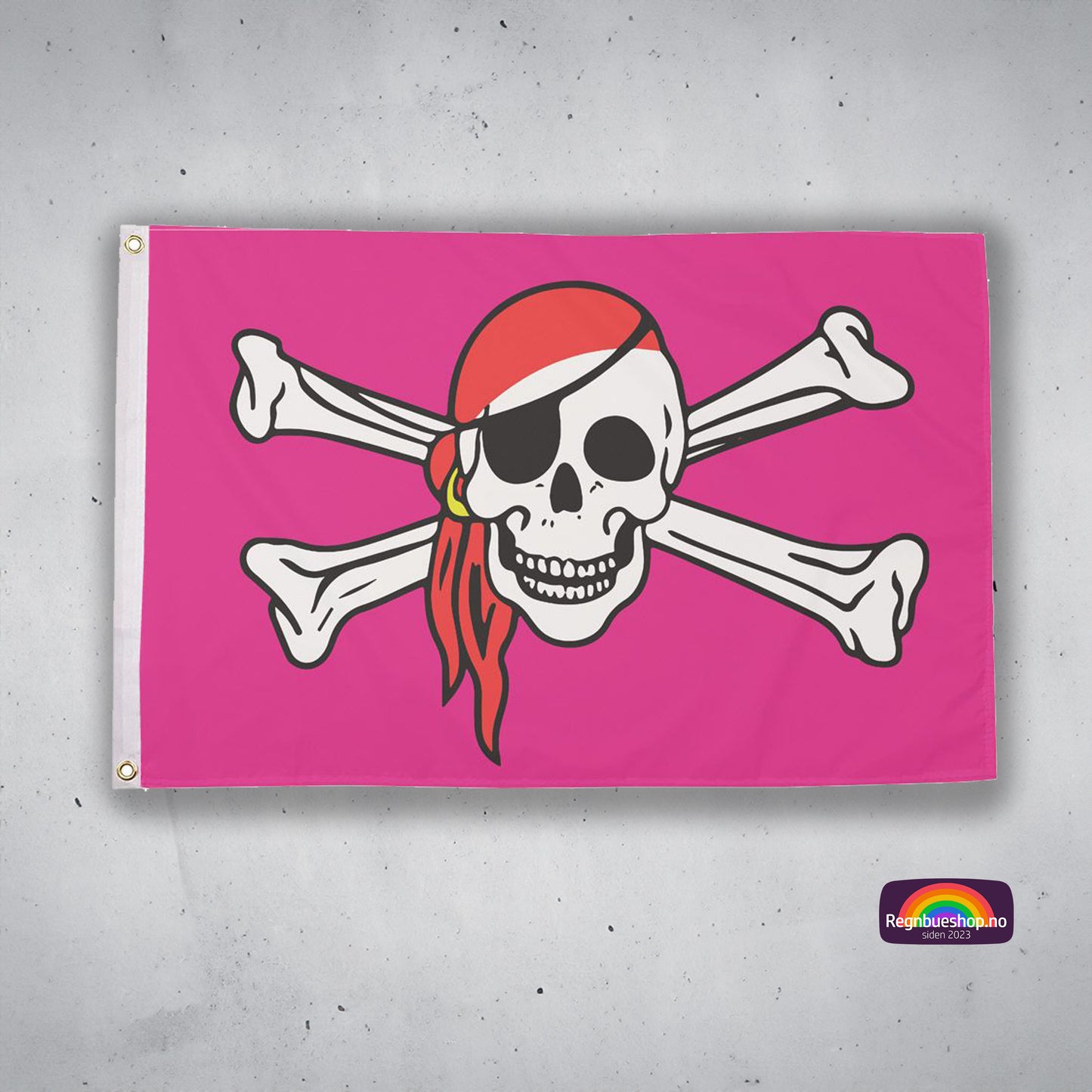 Rosa Pirat flagg 90x150 cm