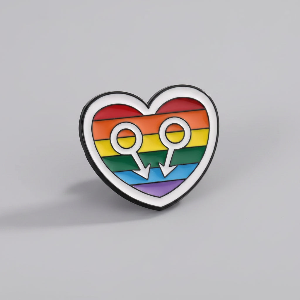 Regnbuehjerte cartoon symbol Pride Pin