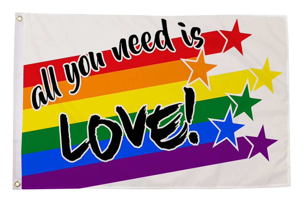 Regnbueshop - All you need is love flagg 90x150 cm - Flagg