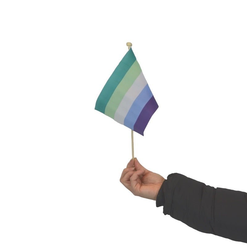 Regnbueshop - Homofil mann Håndflagg Minipinne 14X21 cm - Flagg