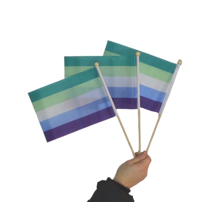 Regnbueshop - Homofil mann Håndflagg Minipinne 14X21 cm - Flagg