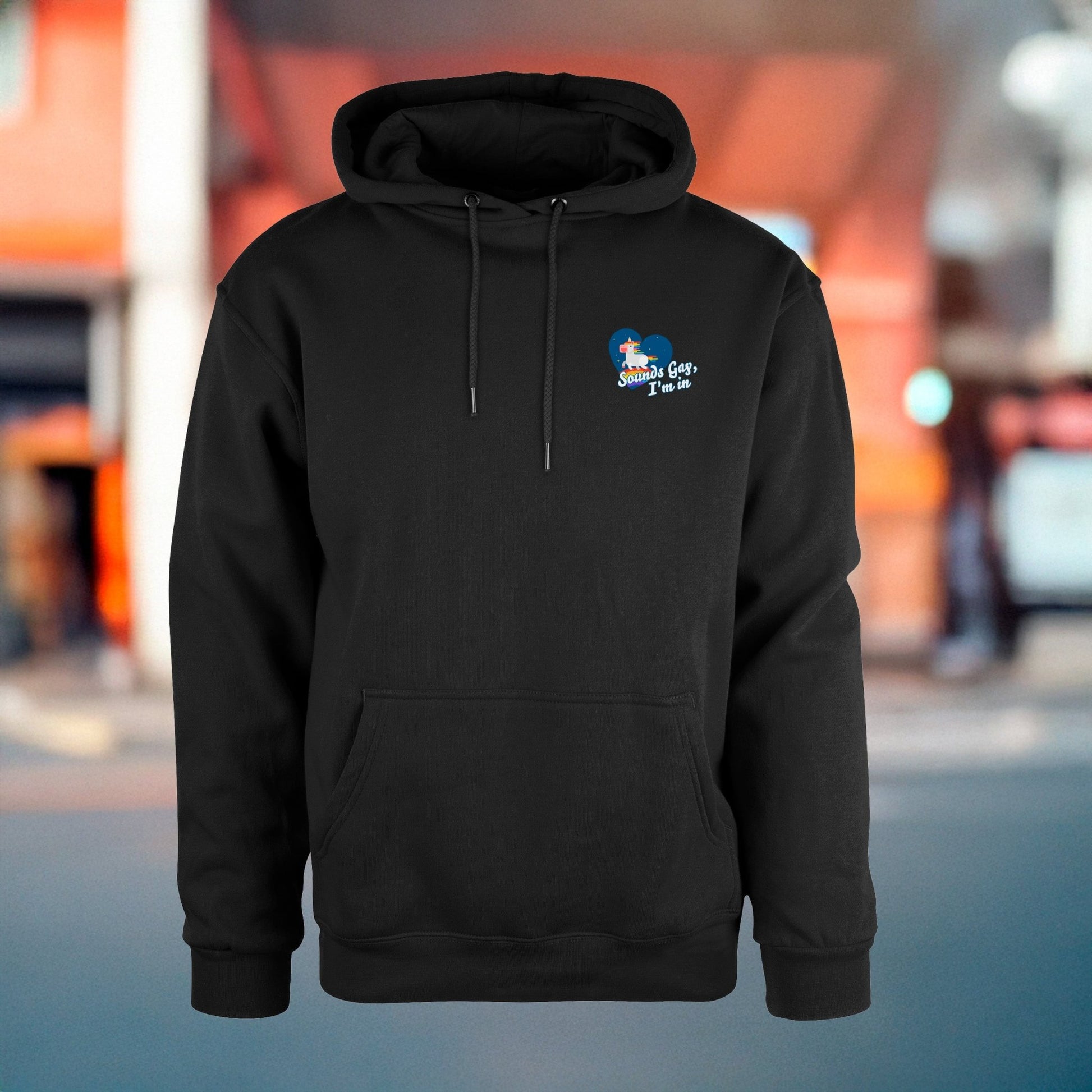 Regnbueshop - Hoodie Sounds Gay Im In - Genser - sort hettegenser med pride motiv