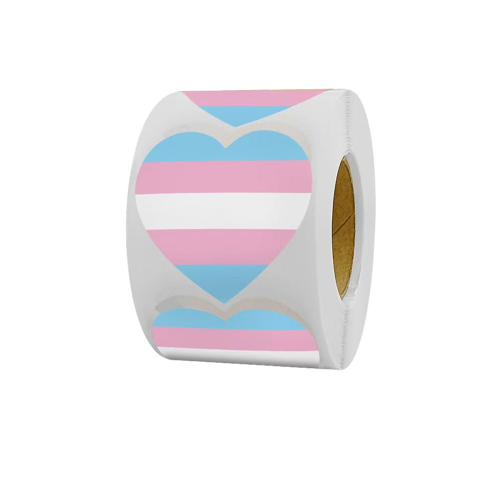 Regnbueshop - Klistremerkerull Trans Hjerter - Klistremerker