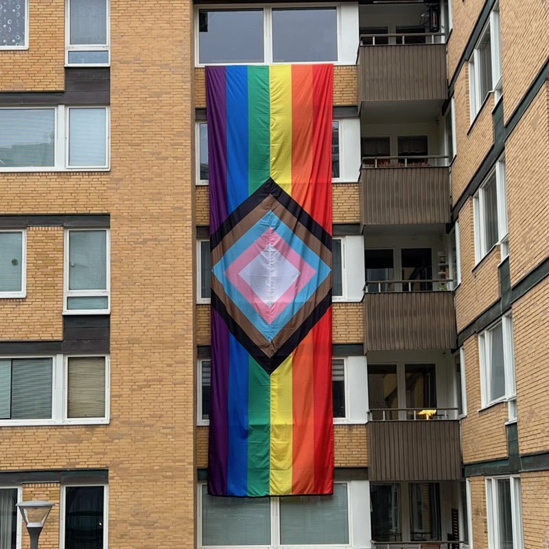 Regnbueshop - Paradeflagg Progress Pride 3x10 M - Flagg