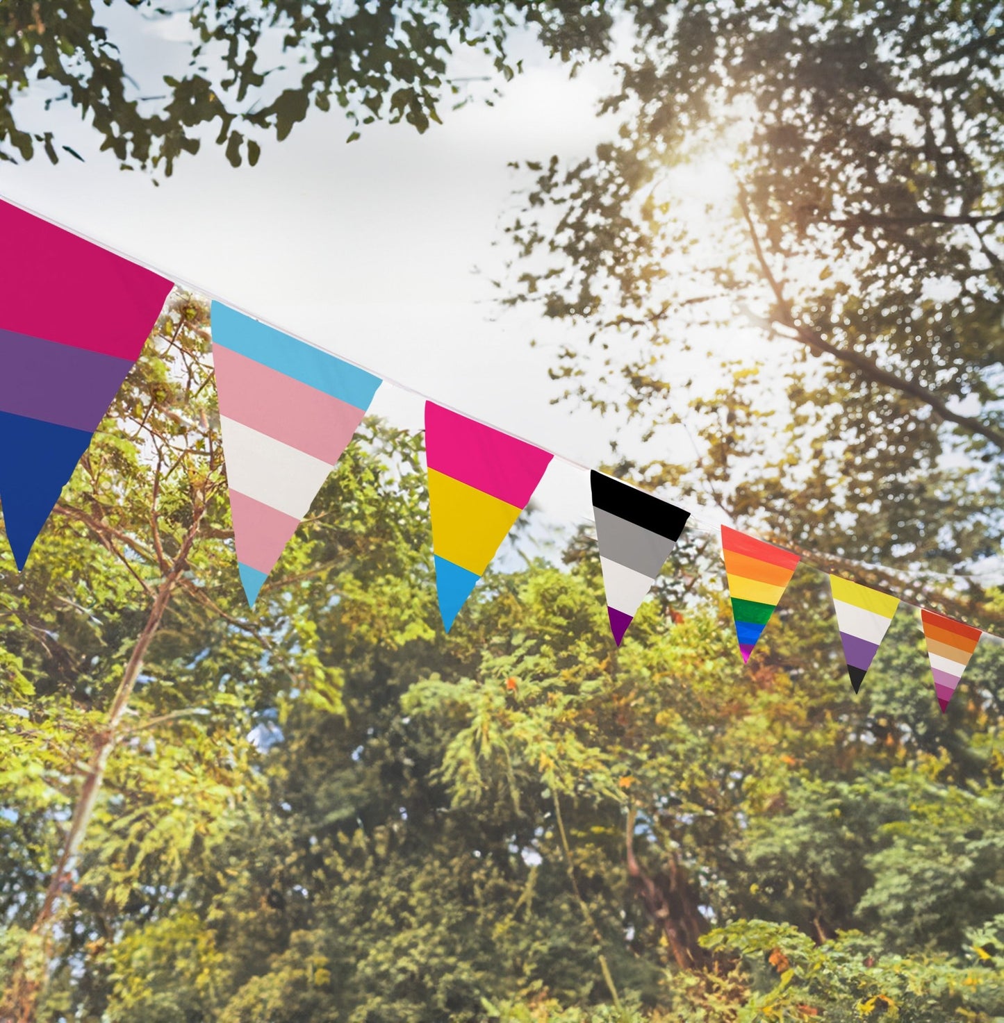 Regnbueshop - Pride Mix Trianglel Bunting Flag 15 meter - Flagg