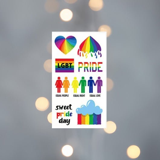 Regnbueshop - Pride Temporary Tattoo 7 Stk - Ansiktsdekorasjon