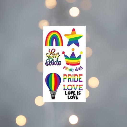 Regnbueshop - Pride Temporary Tattoo 7 Stk - Ansiktsdekorasjon