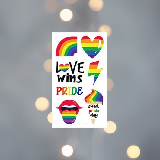 Regnbueshop - Pride Temporary Tattoo 7 Stk - Ansiktsdekorasjon