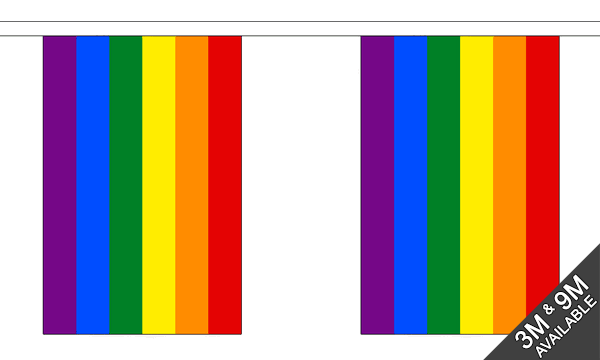 Regnbueshop - Rainbow Bunting Flag 18 m - Flagg