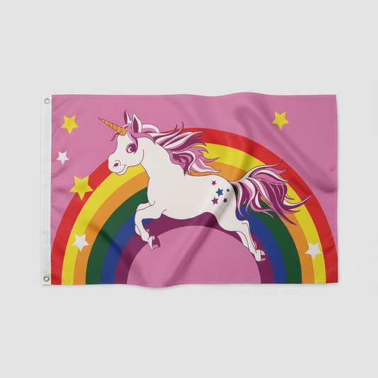 Unicorn Rainbow Pride Flagg 90x150 cm