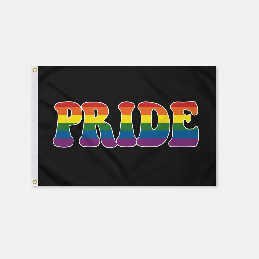 Pride (Black Background) Flagg 90x150 cm