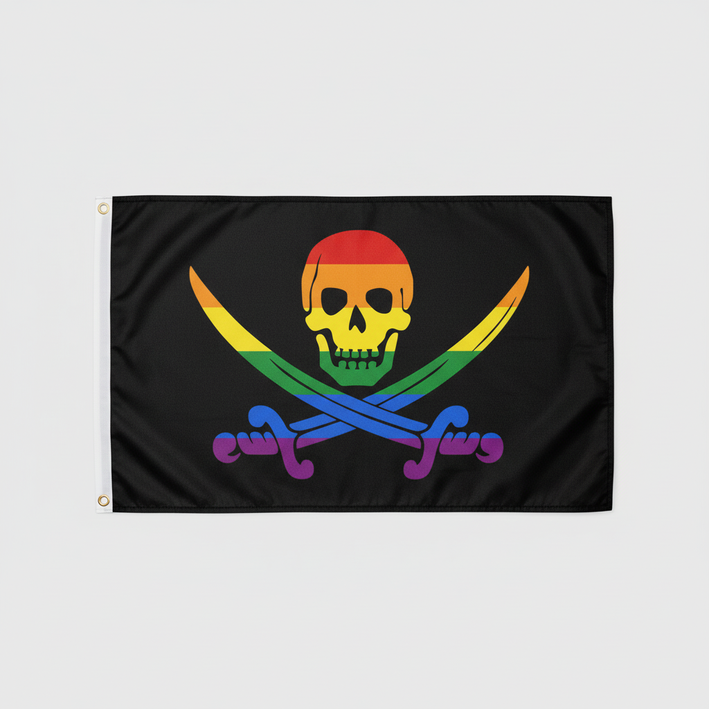 Regnbue Pirat flagg 90x150 cm