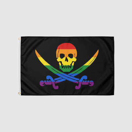 Regnbue Pirat flagg 90x150 cm