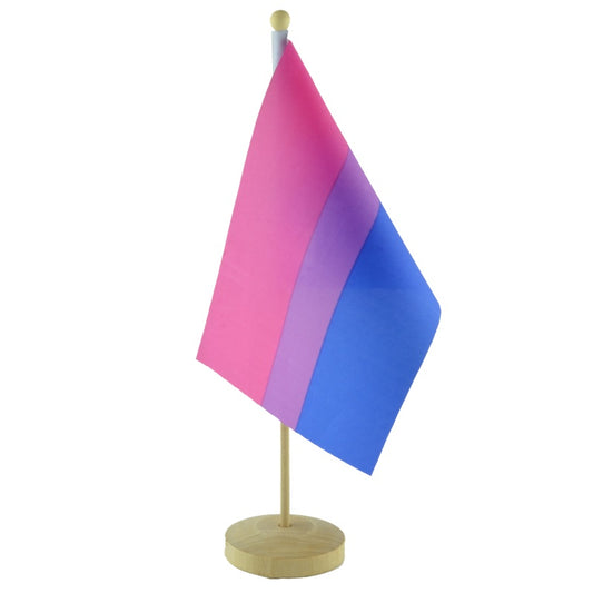 Biseksuell Pride Bordflagg med sokkel i tre