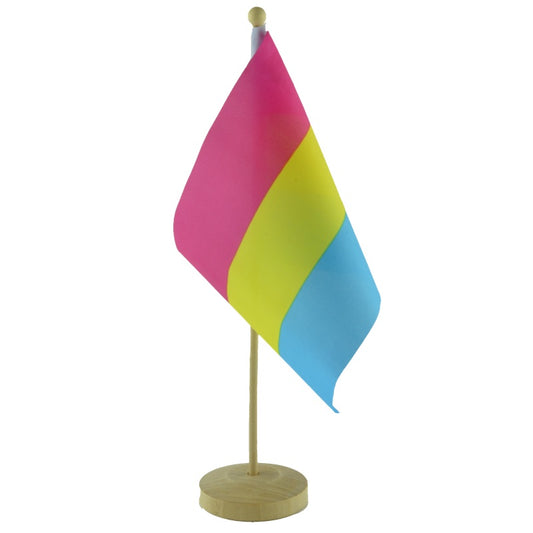 Pan Pride Bordflagg med sokkel i tre
