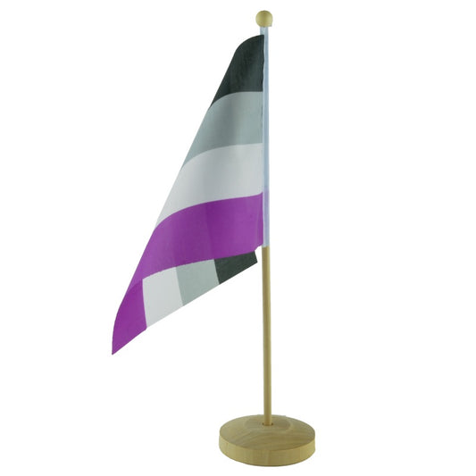 Aseksuell Pride Bordflagg med sokkel i tre