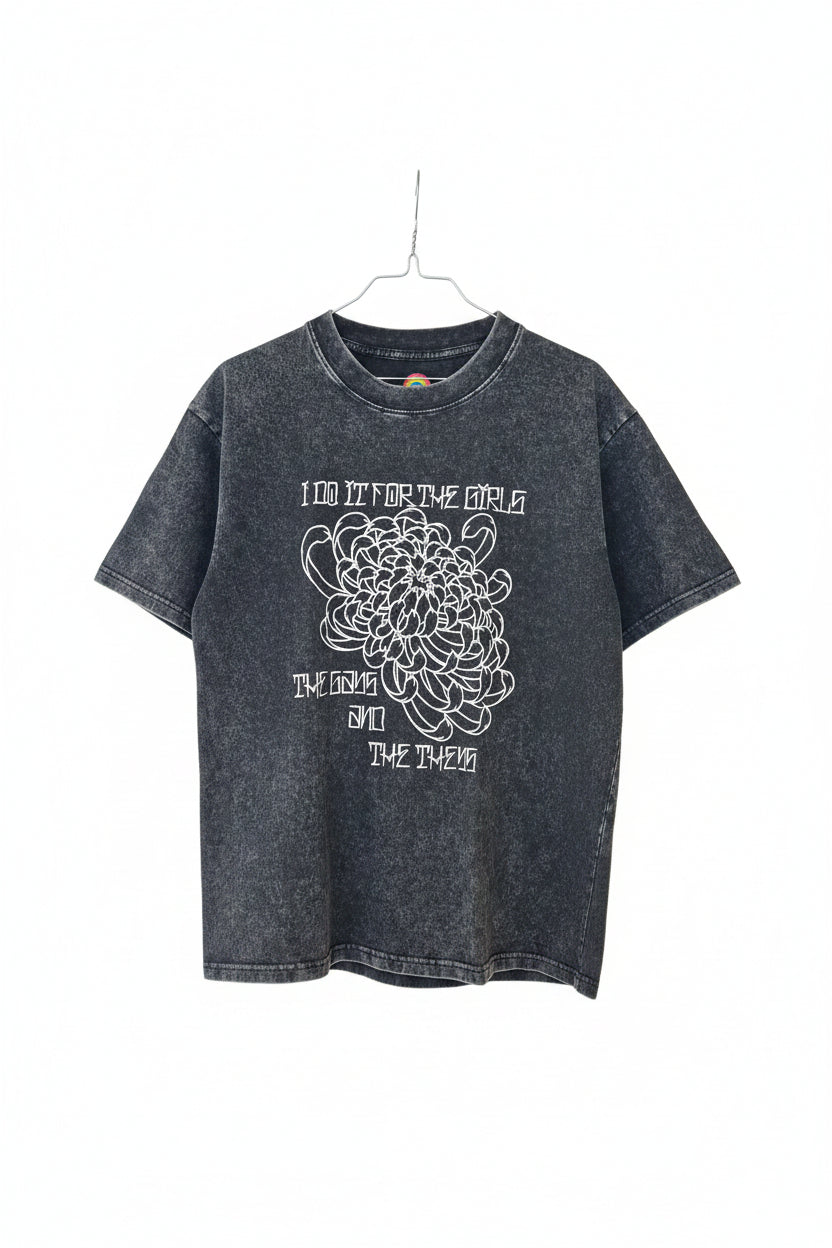 Unisex Vintage Wash T-skjorte blomst