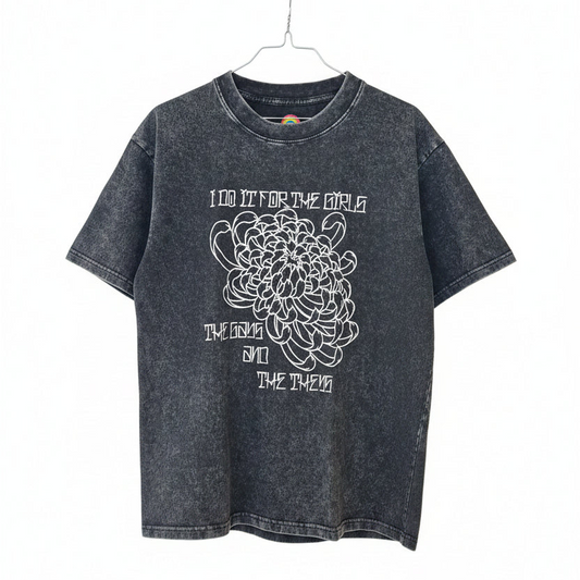 Unisex Vintage Wash T-skjorte blomst