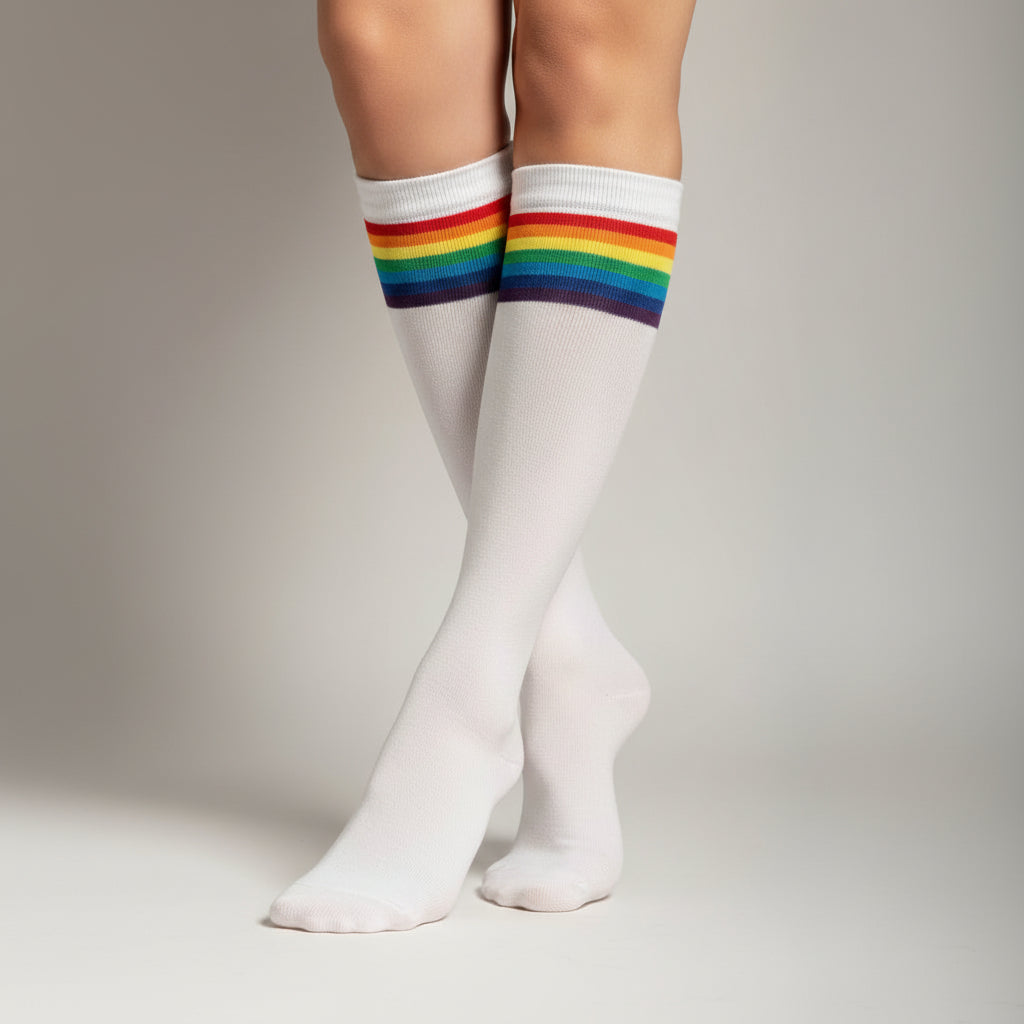 Pride knestrømper hvit
