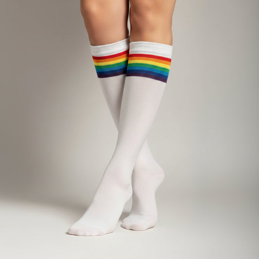 Pride knestrømper hvit