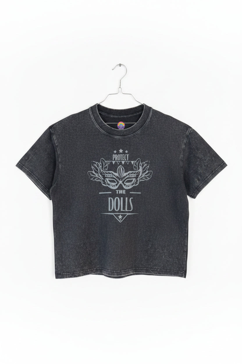 Unisex Vintage Wash Box T-skjorte Dolls