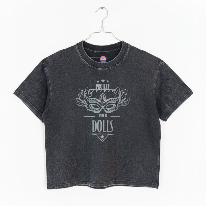 Unisex Vintage Wash Box T-skjorte Dolls