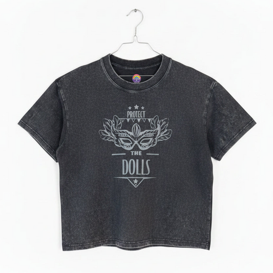 Unisex Vintage Wash Box T-skjorte Dolls
