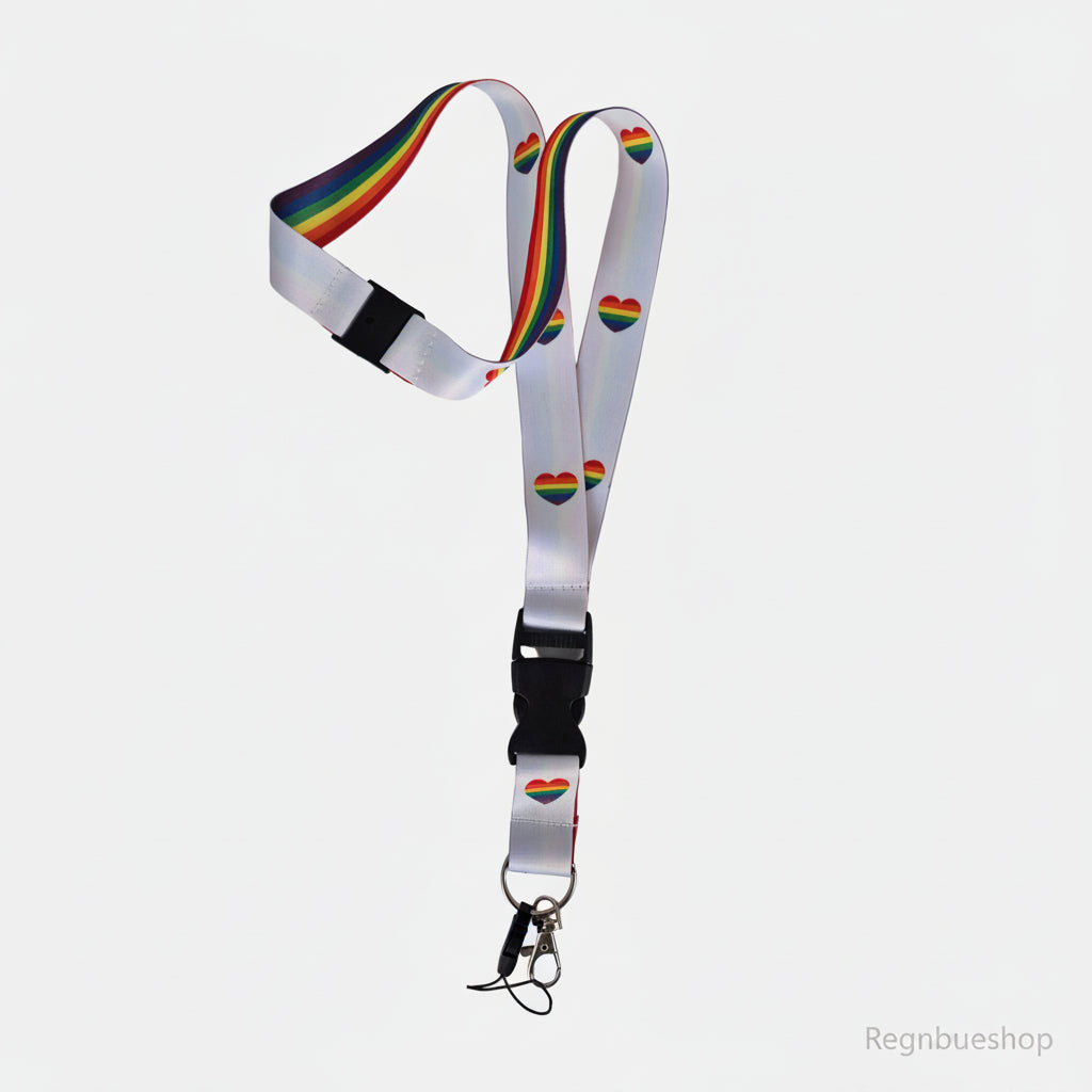 Pride Regnbueglimt Nøkkelbånd med avtagbar Spenne 45 cm lengde 25 mm bredde