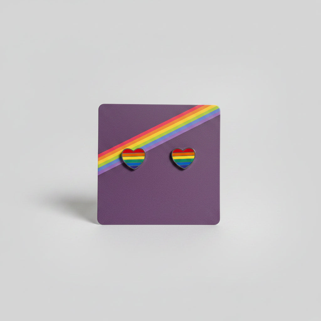 Pride Øredobb Hjerte 2 pk Regnbue Pridebutikken Regnbueshop