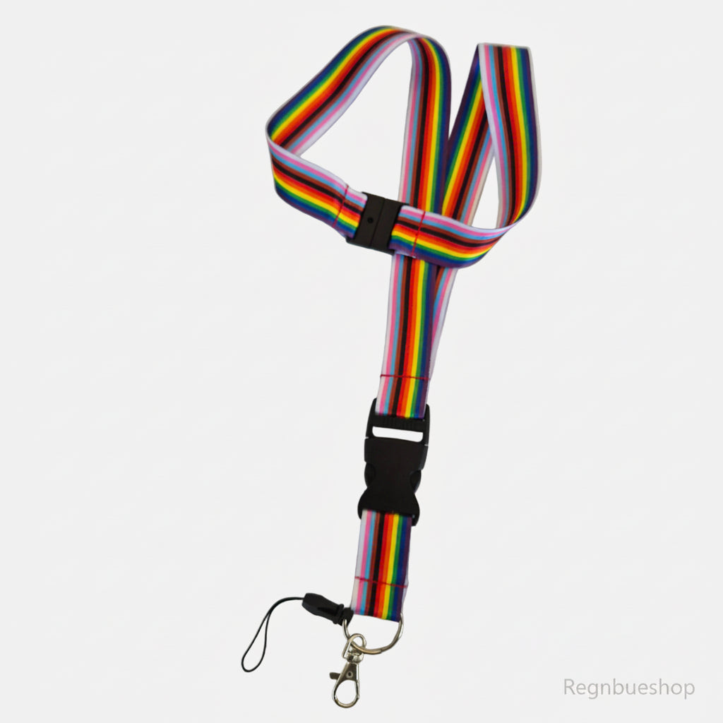 Progressiv Pride Nøkkelbånd med Spenne byste Pridebutikken regnbueshop