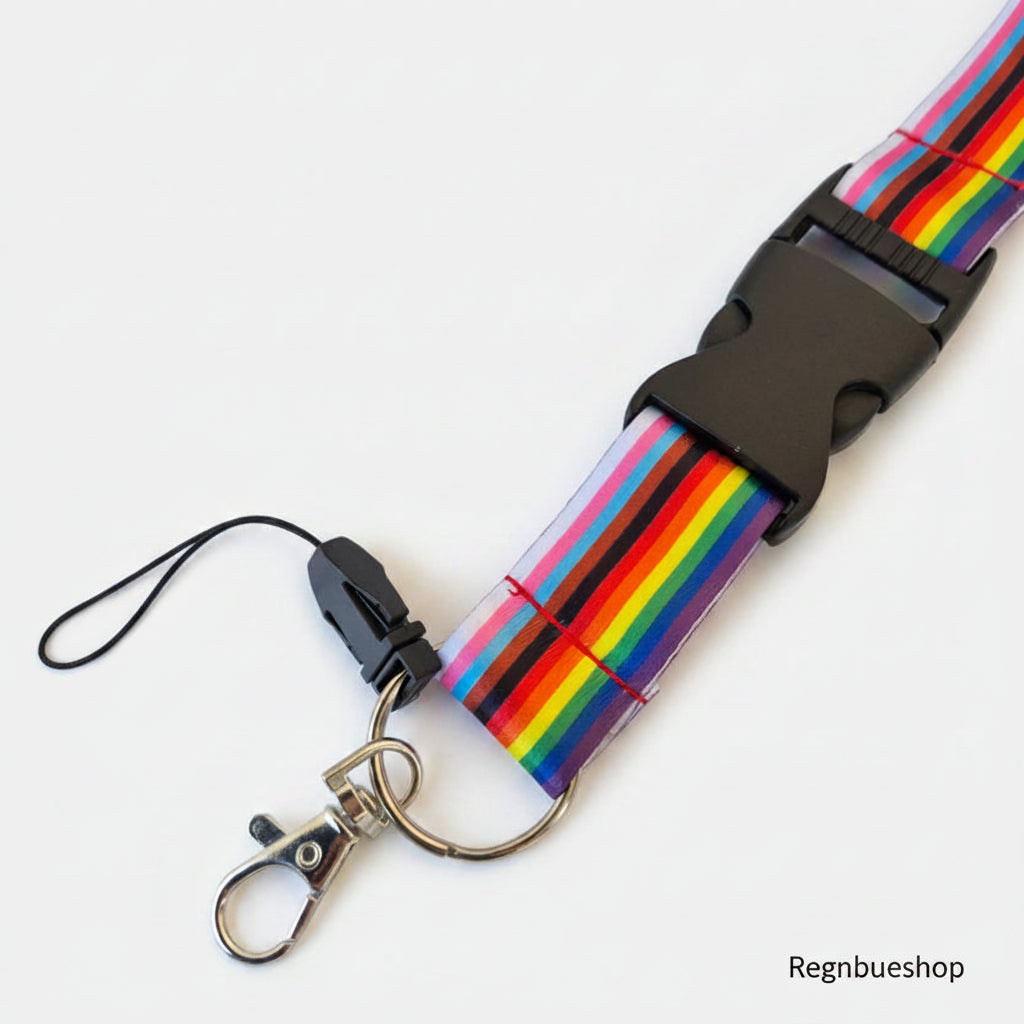 Progressiv Pride Nøkkelbånd med Spenne byste Pridebutikken regnbueshop