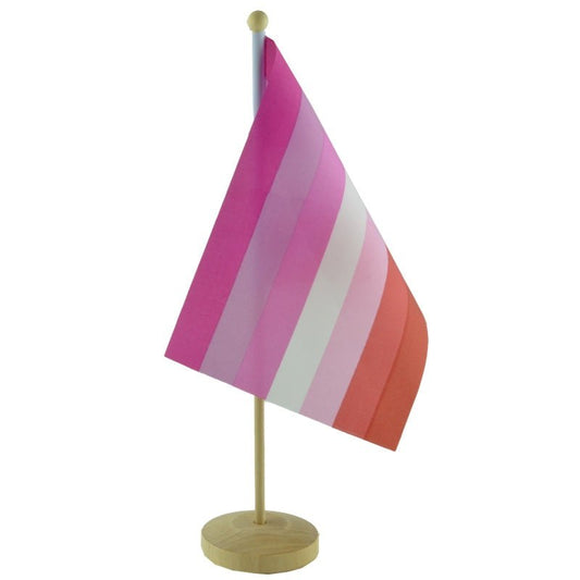 Regnbueshop - Lesbisk Pride Bordflagg med sokkel i tre - Flagg