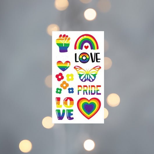 Regnbueshop - Pride Temporary Tattoo 9 Stk - Ansiktsdekorasjon