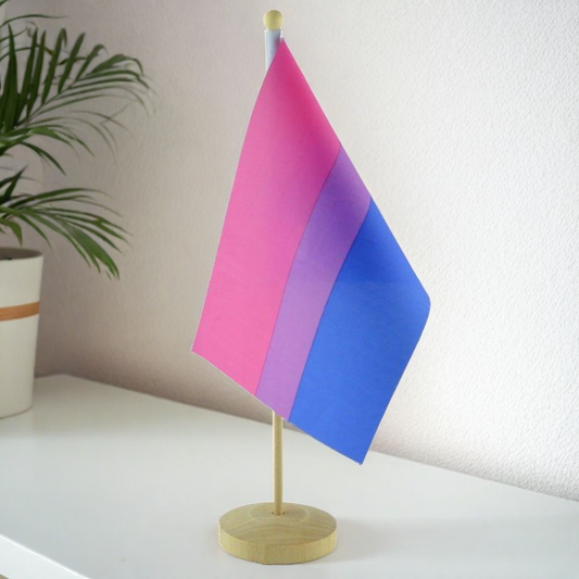 Biseksuell Pride Bordflagg med sokkel i tre